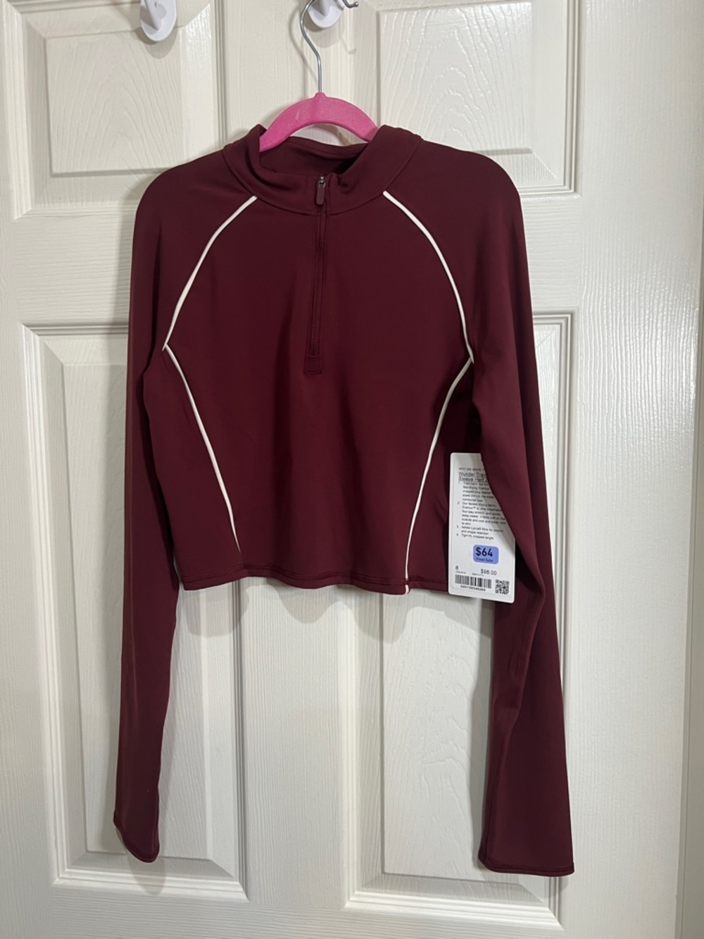 25. Lululemon NWT size 8 wunder train crop long sleeve half zip - Picture 4 of 6
